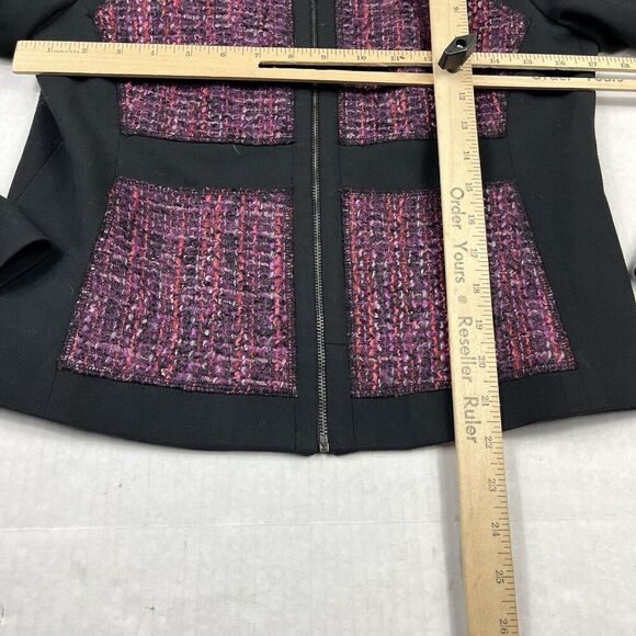 Trina Turk Womens Work Evening Blazer Purple Black Zip Up Classic Jacket Size 6 - Picture 6 of 12